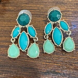Elegant Green and Gold Dangle Earrings